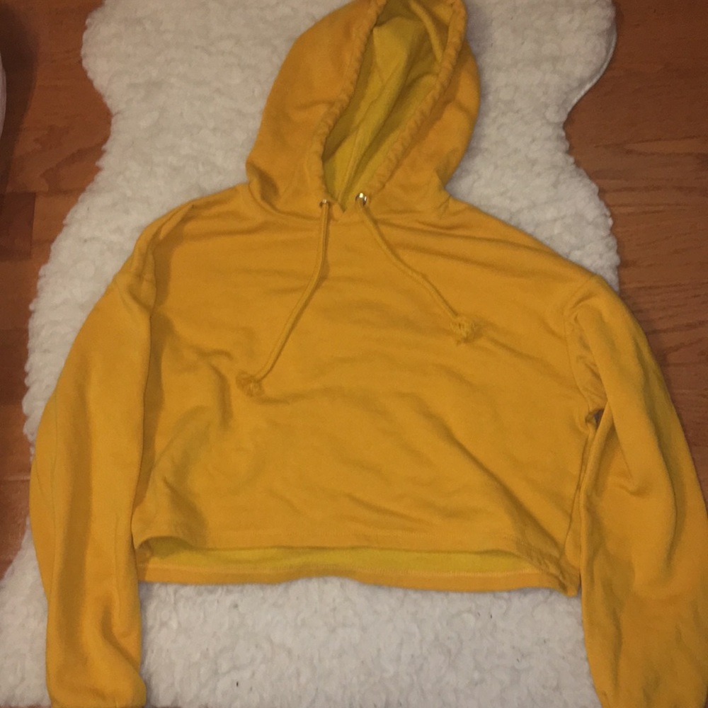 Mustard Yellow Cropped Hoodie